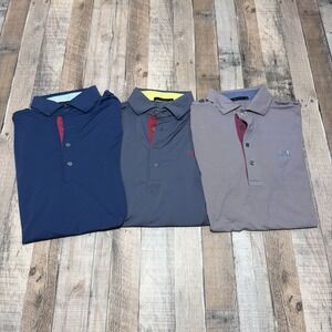 Greyson Performance Golf Polo Shirt Lot (3) – Striped Blue/Purple Wolf
